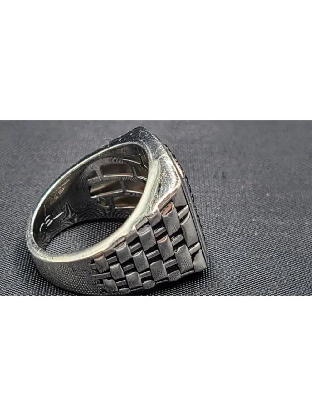 MGW Men's Black Sapphire Pavé Sterling Silver Ring Size 9 17g 2ct